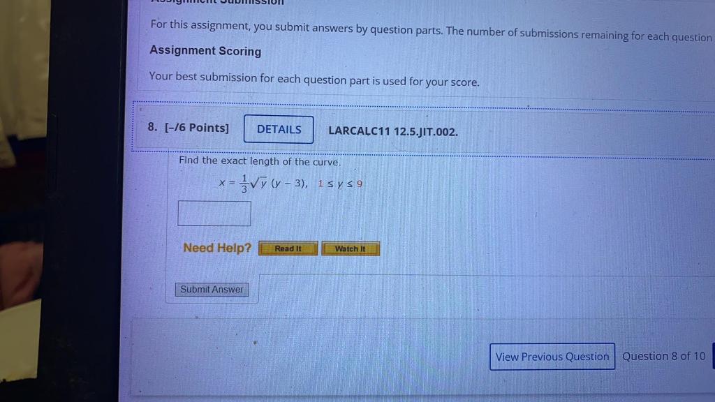 For This Assignment You Submit Answers By Question Parts The Number Of Submissions Remaining For Each Question Assignm 1
