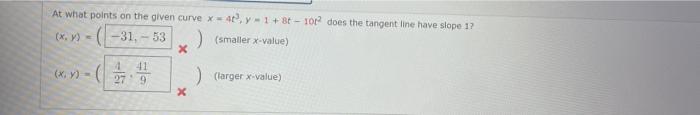 At What Points On The Given Curve X 4 Y 1 8 10 Does The Tangent Line Have Slope 13 X Y 31 53 Smaller 1