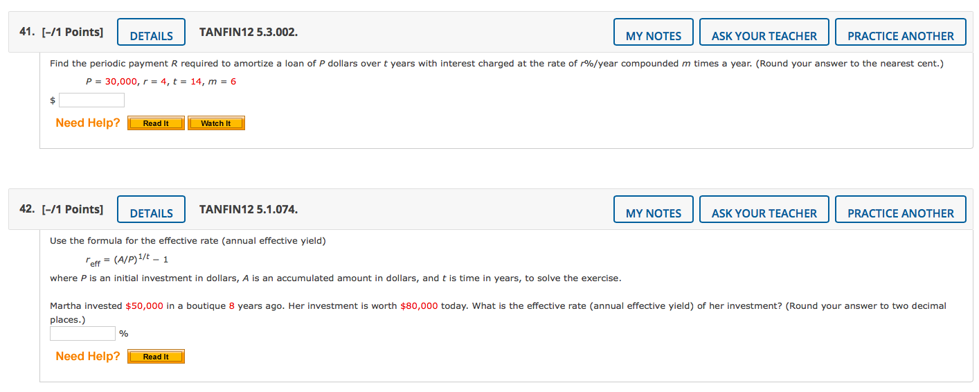 41 1 Points Details Tanfin12 5 3 002 My Notes Ask Your Teacher Practice Another Find The Periodic Payment R Requir 1
