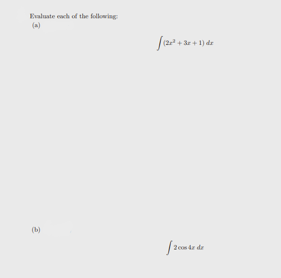 Evaluate Each Of The Following A 272 33 2x2 3x 1 Da B S2cos 2 Cos 4c De 1