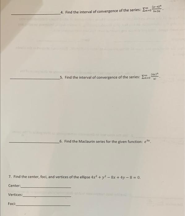 X 4 4 Find The Interval Of Convergence Of The Series O 9 3n 4x 5 Find The Interval Of Convergence Of The Serie 1