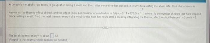 A Person S Metabole Rate Tends To Po Up After Eating A Meal And Then After Some Time Has Posted Returns To Resting Meta 1