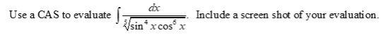 Use A Cas To Evaluate Include A Screen Shot Of Your Evaluation Sino X Cos X 4 1