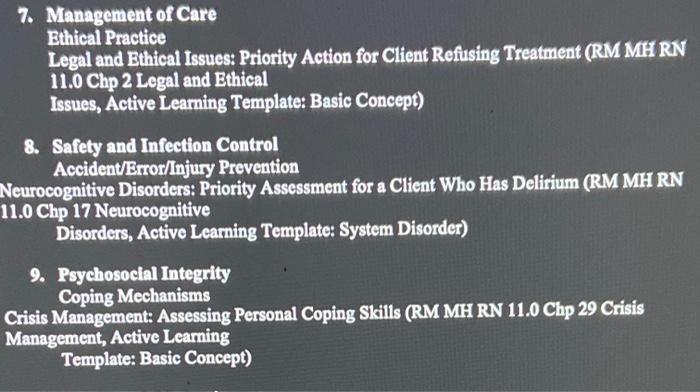 7 Management Of Care Ethical Practice Legal And Ethical Issues Priority Action For Client Refusing Treatment Rm Mh Rn 1
