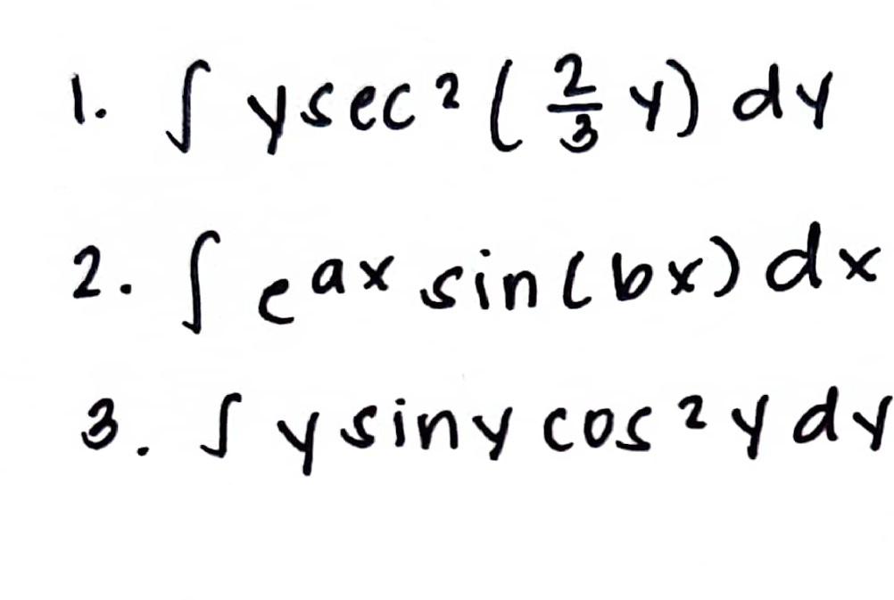 1 Syse 2 3 4 Dy 2 Seax Sin Bxdx 3 Sysiny Cos Y Dy 2 1
