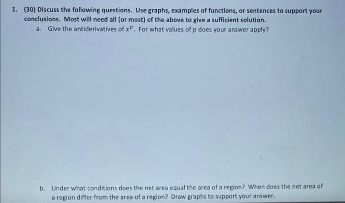 1 30 Discuss The Following Questions Use Graphs Examples Of Functions Or Sentences To Support Your Conclusions Mo 1