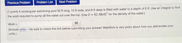 Previous Problem Problem List Next Problem 1 Point A Rectangular Swimming Pool 50 Ft Long 15 Ft Wide And 8 Ft Deep I 1