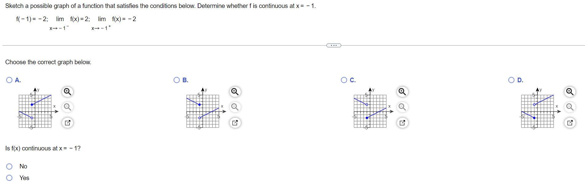 Sketch A Possible Graph Of A Function That Satisfies The Conditions Below Determine Whether F Is Continuous At X 1 1