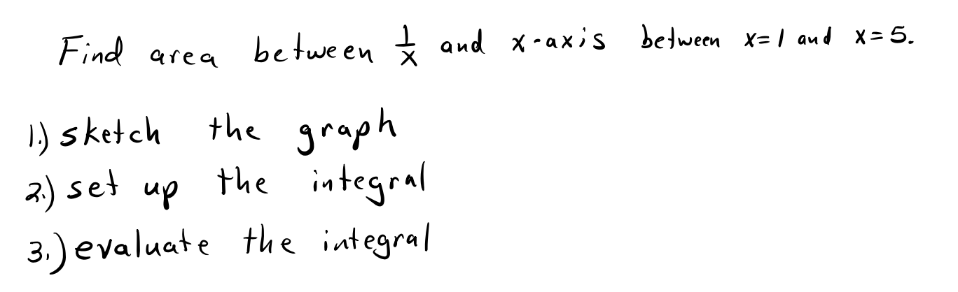 Find Area Between And X Axis Between X 1 And X 5 The Graph The Integral 3 Set 1 Sketch Up 3 Evaluate The In 1