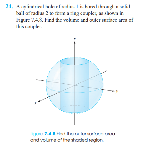24 A Cylindrical Hole Of Radius 1 Is Bored Through A Solid Ball Of Radius 2 To Form A Ring Coupler As Shown In Figure 1