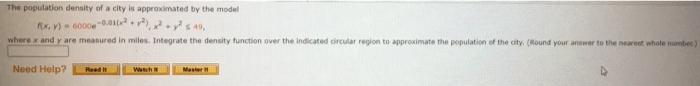 The Population Density Of A City Is Approximated By The Model 0000 0000 Nors Where X Andy Are Measured In Miles Integr 1