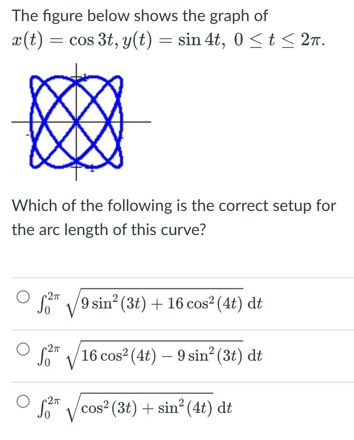 The Figure Below Shows The Graph Of Ae T Cos 3t Y T Sin 4t 0 T 27 Which Of The Following Is The Correct Set 1