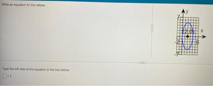 Write An Equation For The Elipse Type The Loft Side Of The Equation In The Box Below Write An Equation For The Elips 2