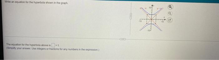 Write An Equation For The Hyperbola Shown In The Graph The Equation For The Hyperbola Above Is 1 Simplify Your Answer 2