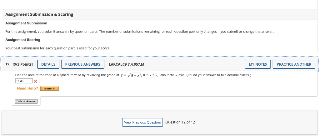 Assignment Submission Scoring Assignment Submission For This Assignment You Submit Answers By Question Parts The Num 1