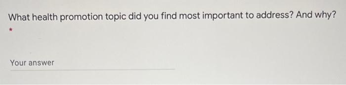 What Health Promotion Topic Did You Find Most Important To Address And Why Your Answer 1