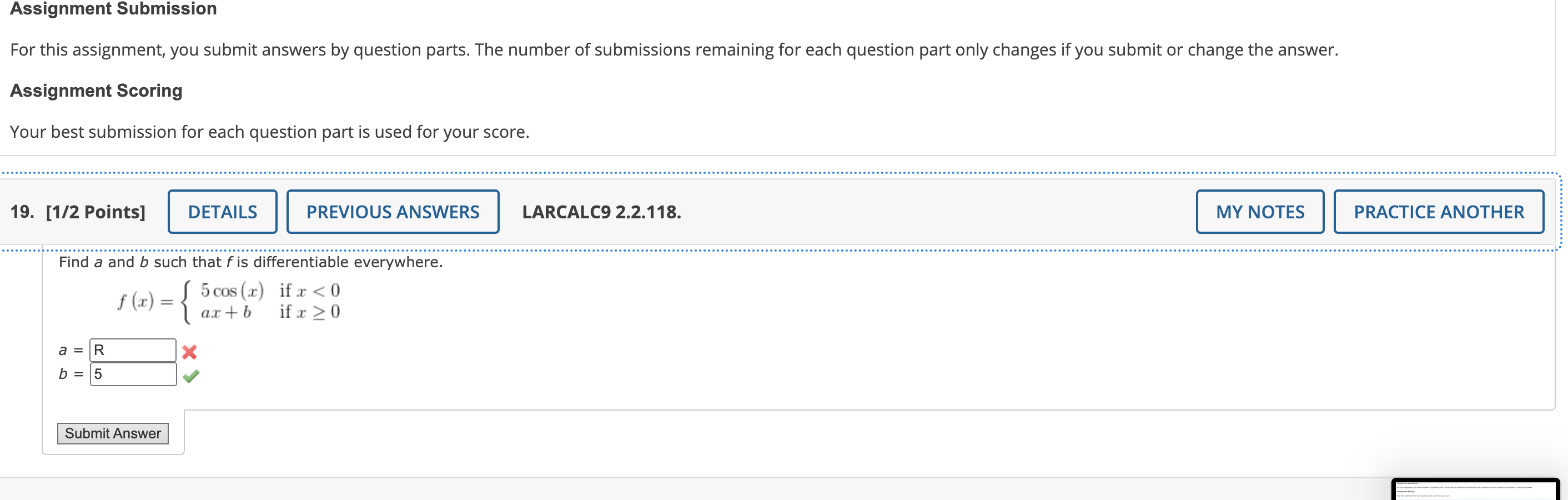 Assignment Submission For This Assignment You Submit Answers By Question Parts The Number Of Submissions Remaining For 1