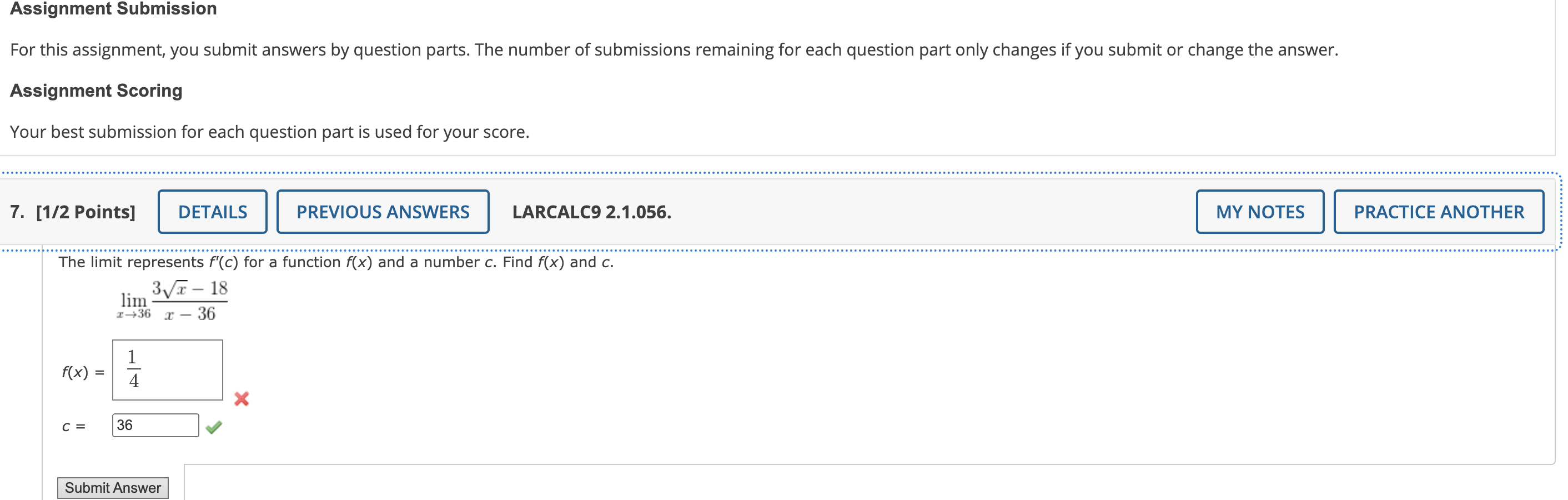 Assignment Submission For This Assignment You Submit Answers By Question Parts The Number Of Submissions Remaining For 1