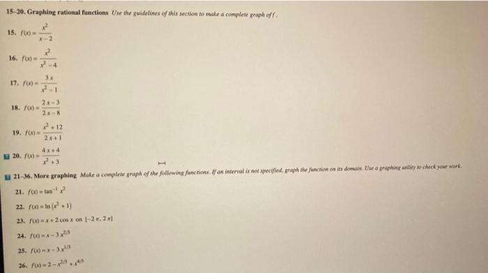 15 20 Graphing Rational Functions Use The Guidelines Of This Section To Make A Complete Praph Off 2 15 10 X 2 16 F 3 1