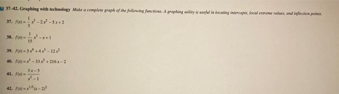 37 42 Graphing With Technology Make A Complete Graph Of The Following Functions A Graphing Utility Is Useful In Locati 1