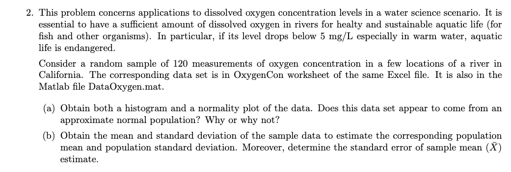 2 This Problem Concerns Applications To Dissolved Oxygen Concentration Levels In A Water Science Scenario It Is Essent 1