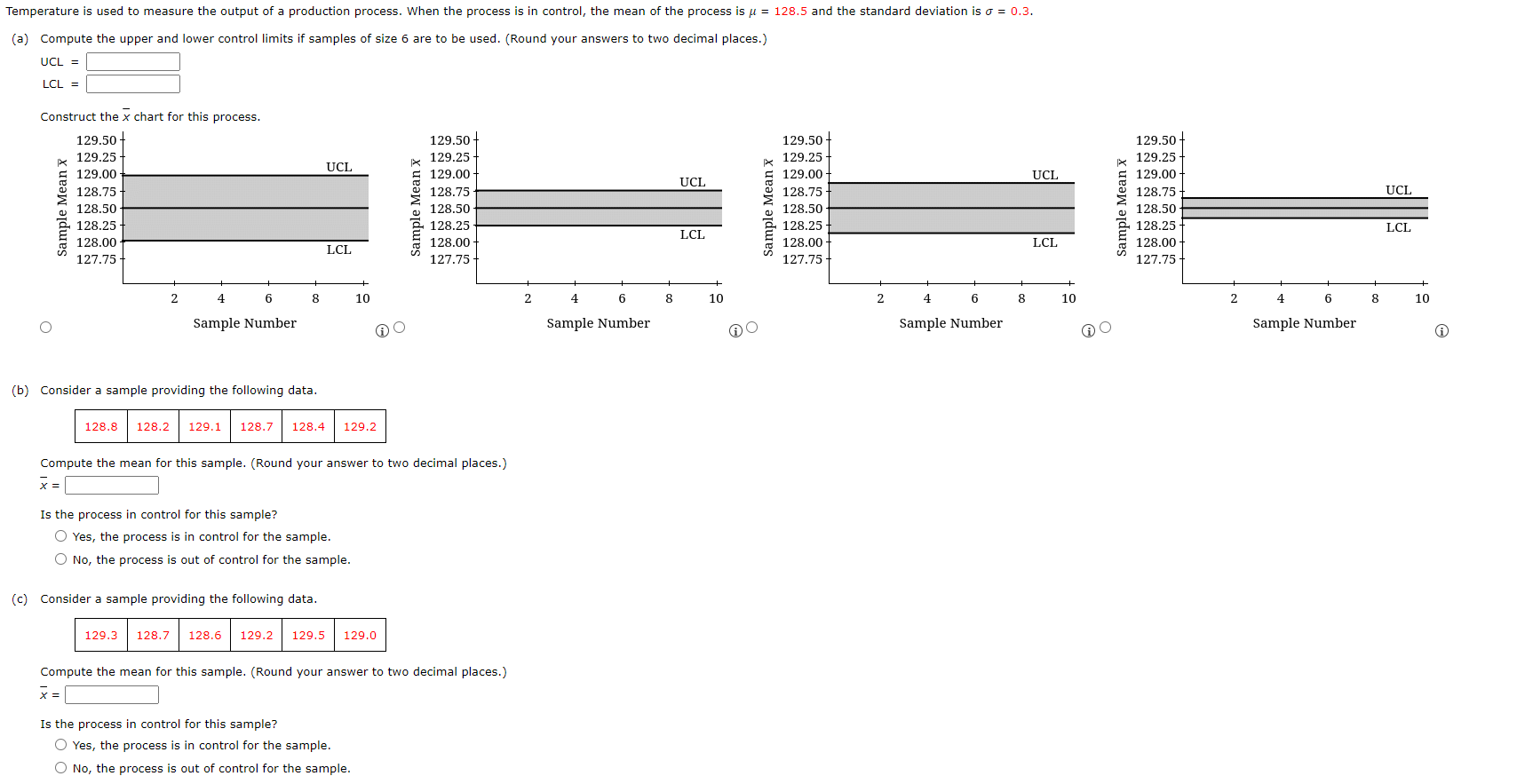 Temperature Is Used To Measure The Output Of A Production Process When The Process Is In Control The Mean Of The Proce 1