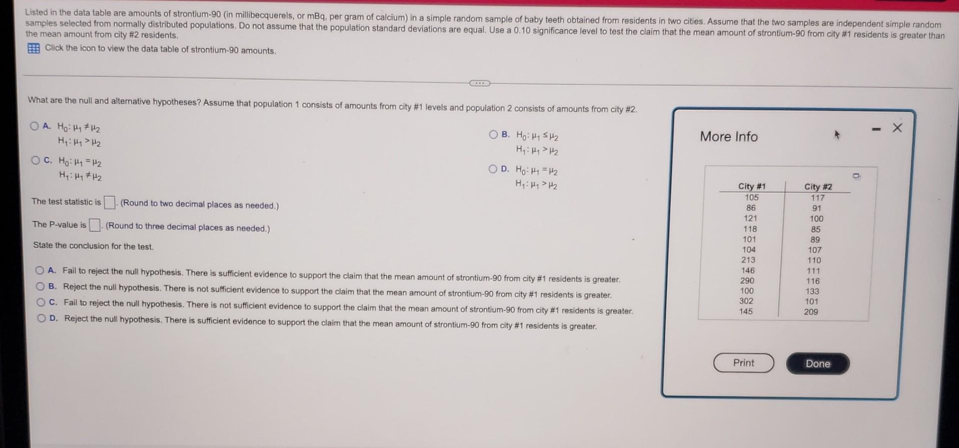 Listed In The Data Table Are Amounts Of Strontium 90 In Millibecquerels Or Mbq Per Gram Of Calcium In A Simple Rando 1