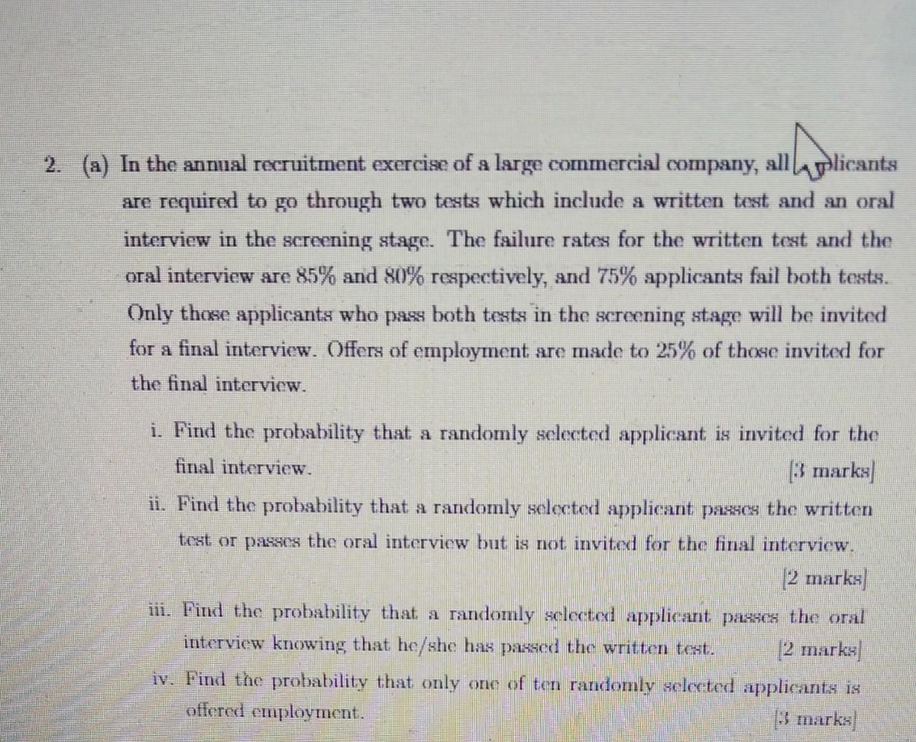 Aplicants 2 A In The Annual Recruitment Exercise Of A Large Commercial Company Are Required To Go Through Two Texts 1