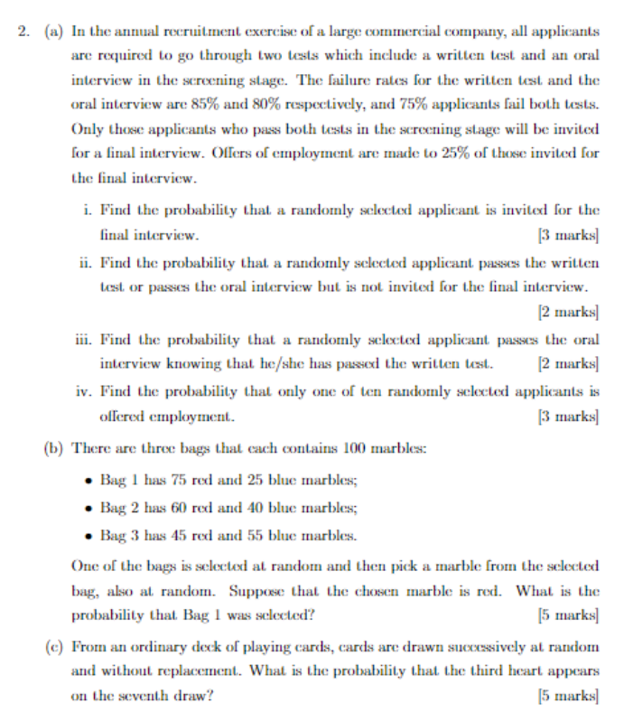 2 A In The Annual Recruitment Exercise Of A Large Commercial Company All Applicants Are Required To Go Through Two T 1
