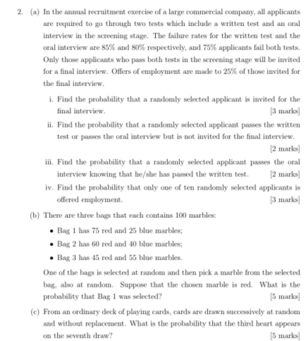 2 A In The Annual Recruitment Exercise Of A Large Commercial Company All Applicants Are Required To Go Through Two T 1