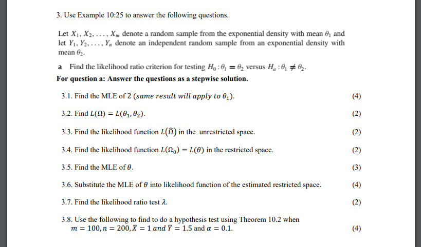 4 2 3 Use Example 10 25 To Answer The Following Questions Let X1 X2 Xdenote A Random Sample From The Expone 1
