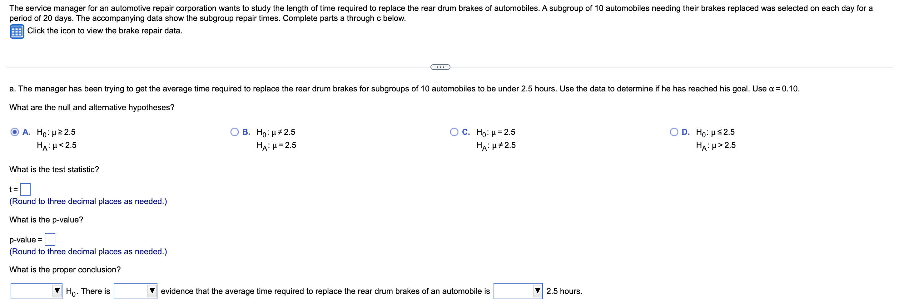 The Service Manager For An Automotive Repair Corporation Wants To Study The Length Of Time Required To Replace The Rear 1
