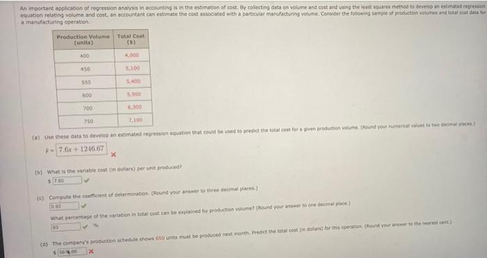 An Important Application Of Regression Analysis In Accounting Is In The Estimation Of Cost By Collecting Data On Volume 1