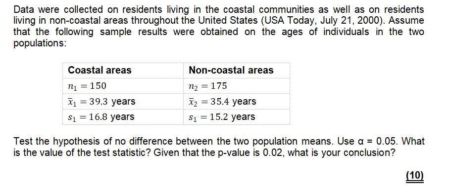 Data Were Collected On Residents Living In The Coastal Communities As Well As On Residents Living In Non Coastal Areas T 1