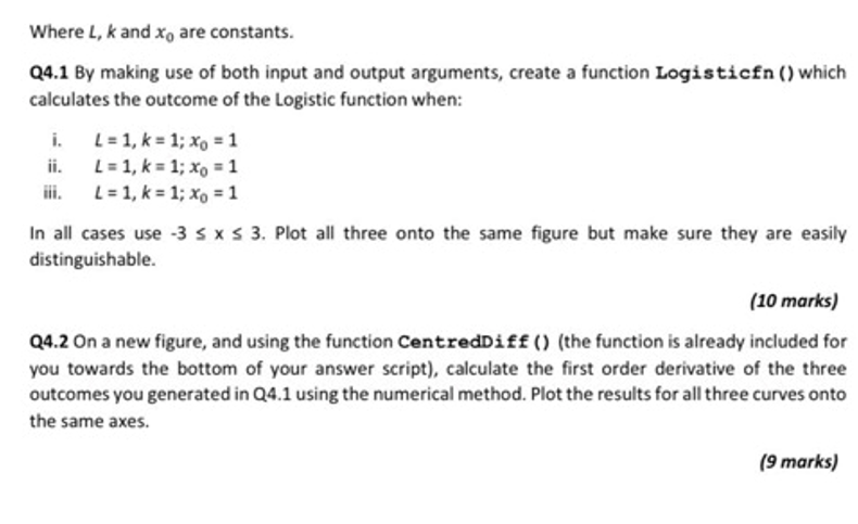 Q4 Calculus The Logistic Function Has The Form Y L 1 Ek X Xo Page 4 Of 5 Where L K And Xo Are Constants Q4 1 By 2