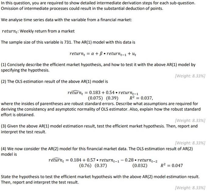 In This Question You Are Required To Show Detailed Intermediate Derivation Steps For Each Sub Question Omission Of Int 1