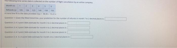 105 The Following Time Series Data Is Collected On The Number Of Flight Cancellation By An Airine Company Month 1 2 3 4 1