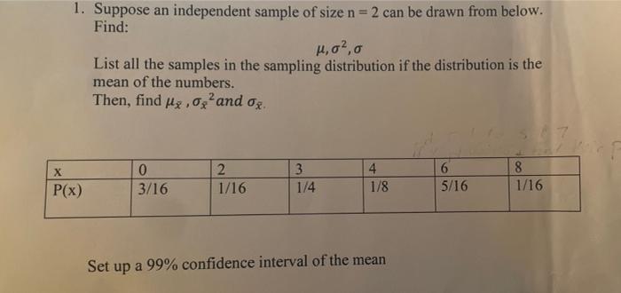 1 Suppose An Independent Sample Of Size N 2 Can Be Drawn From Below Find 4 0 0 List All The Samples In The Sampling 1