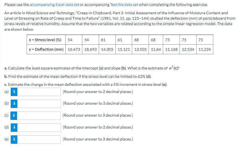 Please Use The Accompanying Excel Data Set Or Accompanying Text File Data Set When Completing The Following Exercise An 1