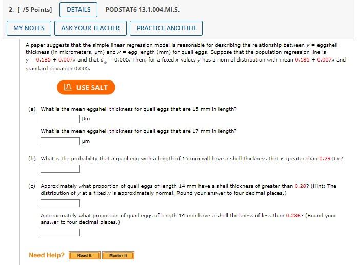 2 15 Points Details Podstat6 13 1 004 Mi S My Notes Ask Your Teacher Practice Another A Paper Suggests That The Sim 1