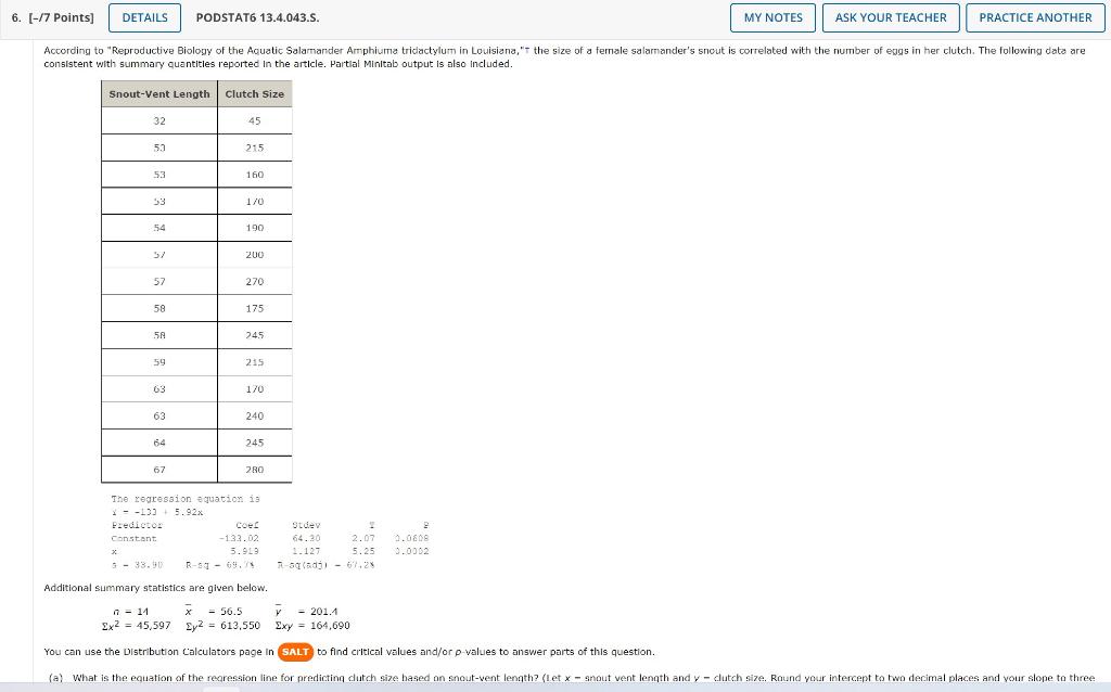 6 7 Points Details Podstat6 13 4 043 S My Notes Ask Your Teacher Practice Another According To Reproductive Biolo 1