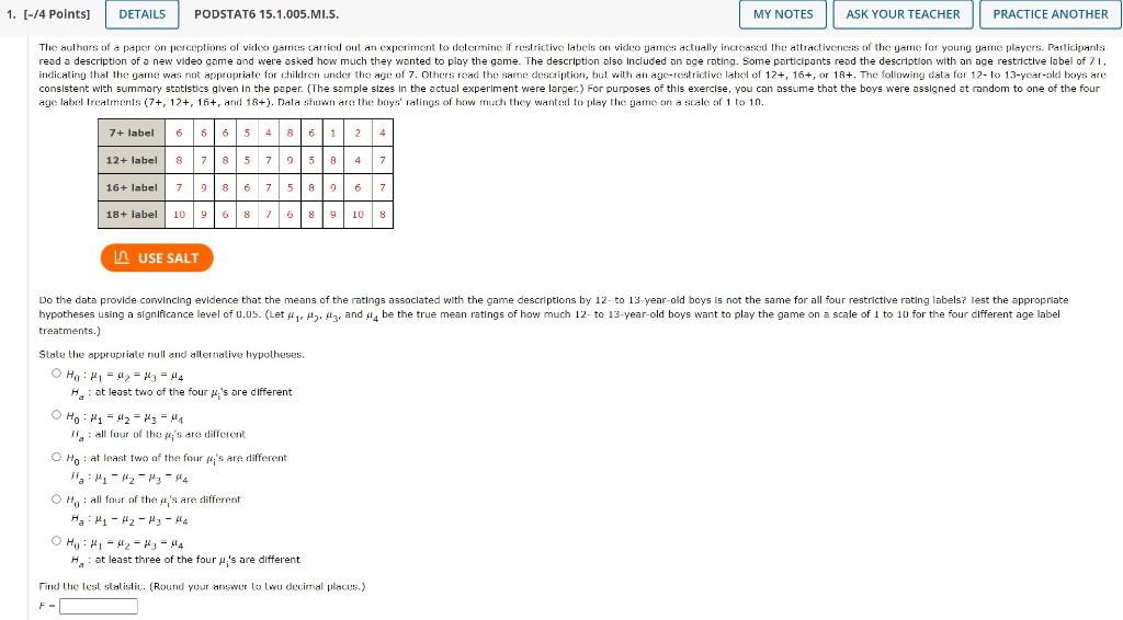 1 4 Points Details Podstat6 15 1 005 Mi S My Notes Ask Your Teacher Practice Another The Authors Of A Paper On P 1