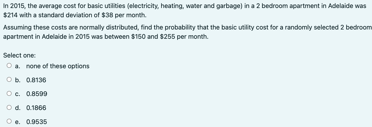 In 2015 The Average Cost For Basic Utilities Electricity Heating Water And Garbage In A 2 Bedroom Apartment In Adel 1