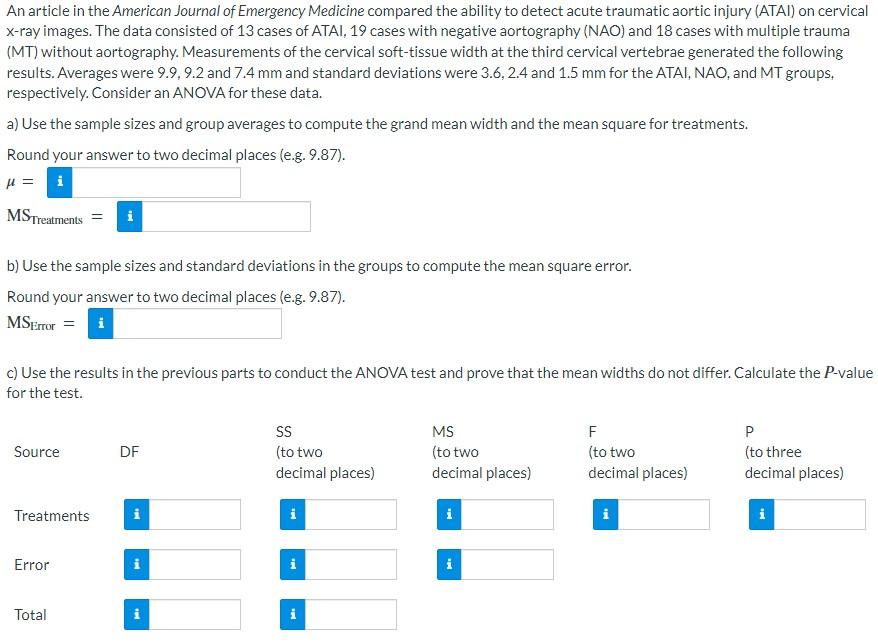 An Article In The American Journal Of Emergency Medicine Compared The Ability To Detect Acute Traumatic Aortic Injury A 1