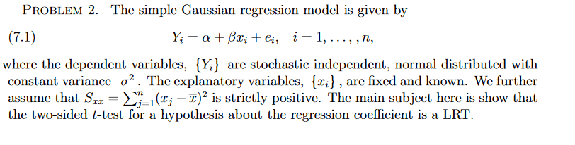 Problem 2 The Simple Gaussian Regression Model Is Given By 7 1 Y A Britei I 1 N Where The Dependent Va 1