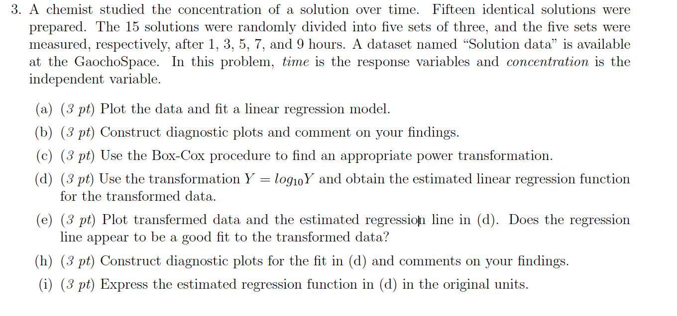 3 A Chemist Studied The Concentration Of A Solution Over Time Fifteen Identical Solutions Were Prepared The 15 Soluti 1