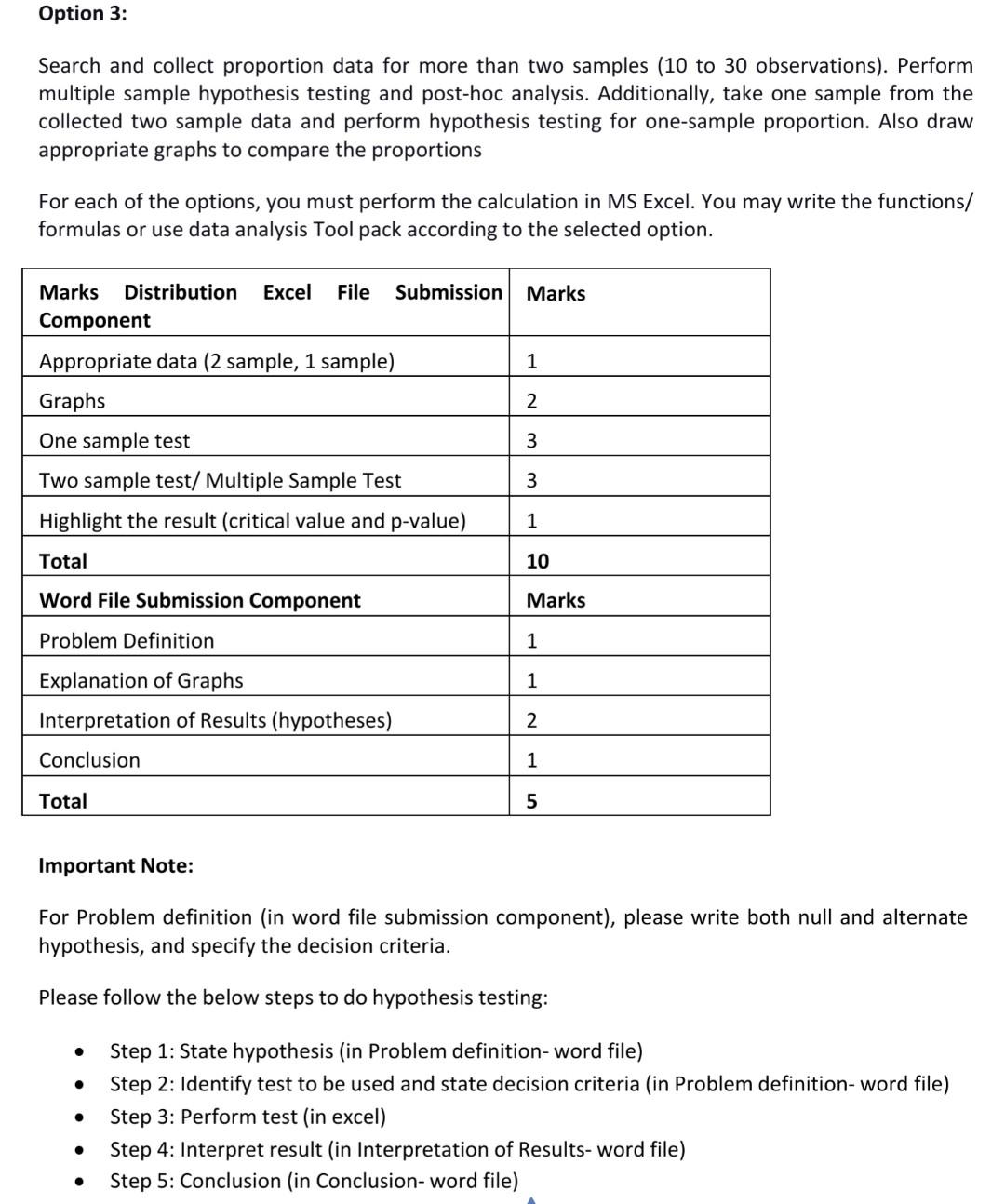 Option 3 Search And Collect Proportion Data For More Than Two Samples 10 To 30 Observations Perform Multiple Sample 1
