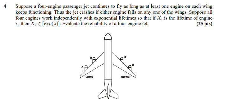 4 Suppose A Four Engine Passenger Jet Continues To Fly As Long As At Least One Engine On Each Wing Keeps Functioning Th 1