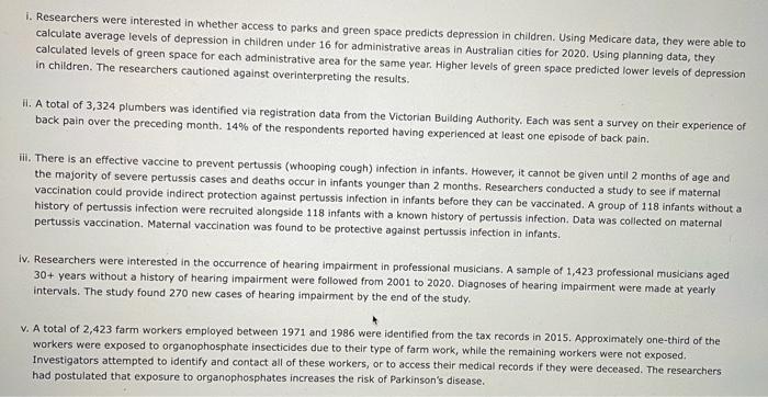 Using The Table Provided Below Dassify Each Of The Hypothetical Studies 1 Vi According To A Whether They Are A Cr 2