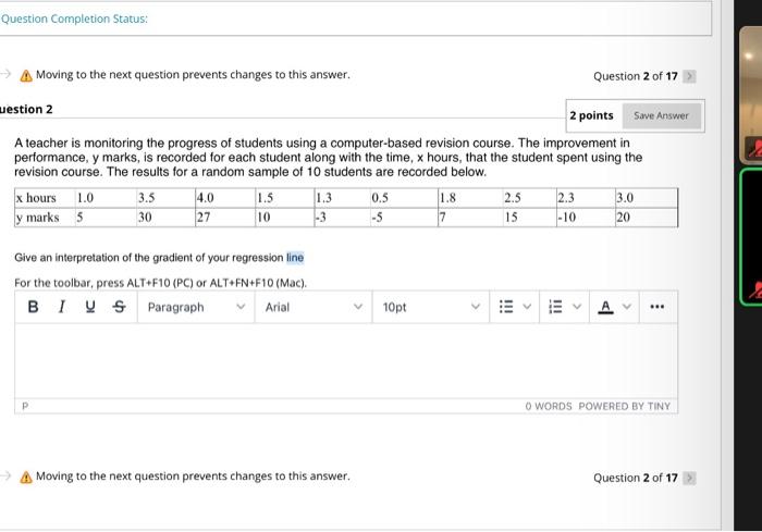 Question Completion Status A Moving To The Next Question Prevents Changes To This Answer Question 2 Of 17 Westion 2 2